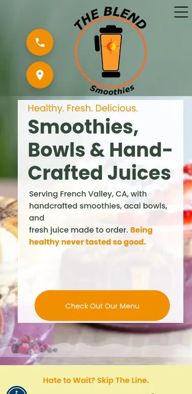 The Blend Smoothies — mobile view