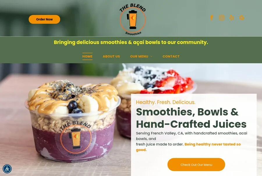 The Blend Smoothies — desktop view