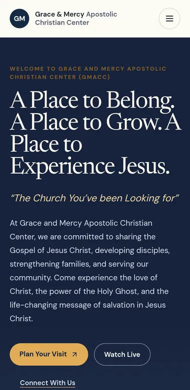 Grace and Mercy Apostolic Christian Center — mobile view