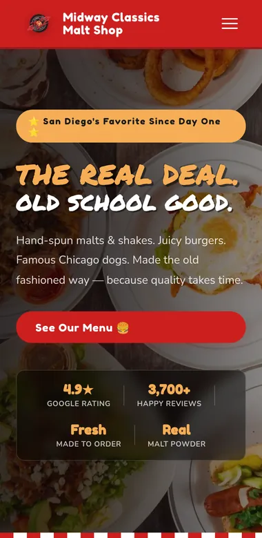 Midway Classic Malt Shop — mobile view