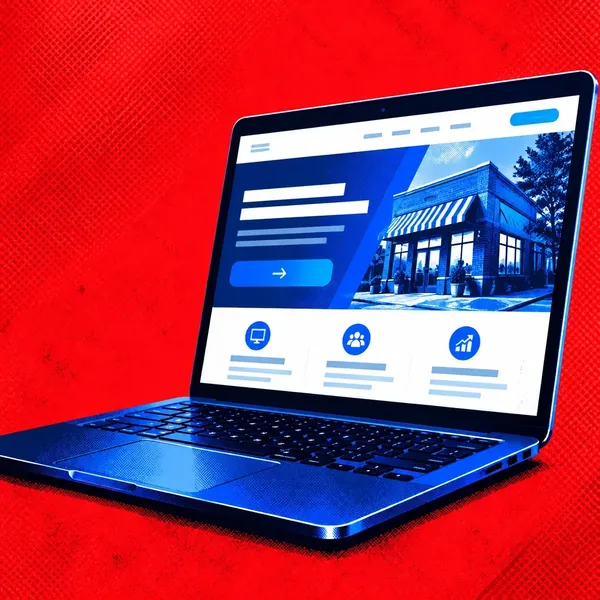 A small business website shown on a laptop